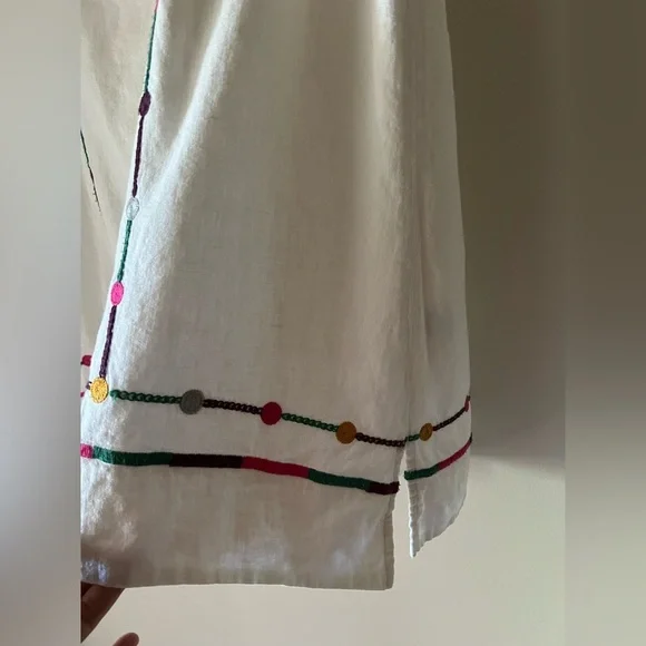 Madewell Willow Embroidered Shift Dress Boho Linen Blend Dress size S Lined - Picture 10 of 12